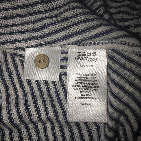 Rachel Zoe Linen Tie Front Striped Sleeveless Blouse Top Size Medium Blue White‎ - Picture 6 of 6